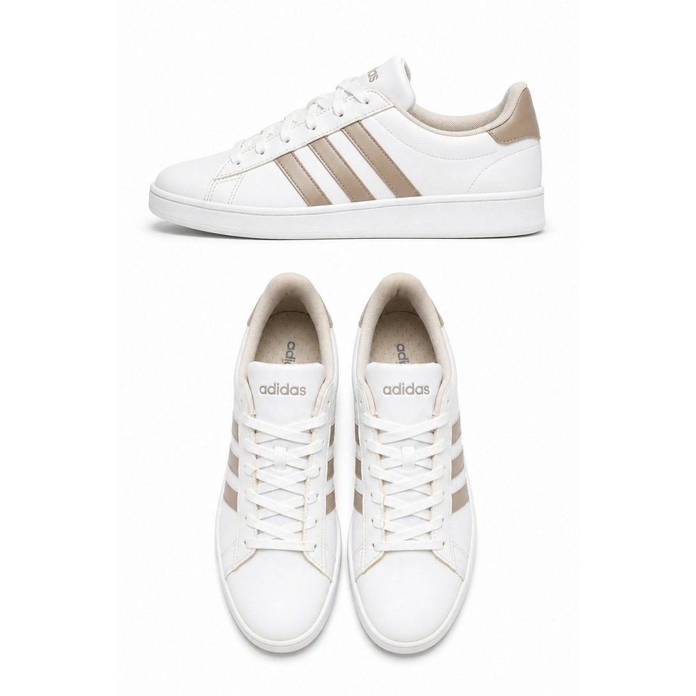 Adidas Womens Grand Court 2.0 Sneakers Cloud White Gold Metallic GW9215 9.5